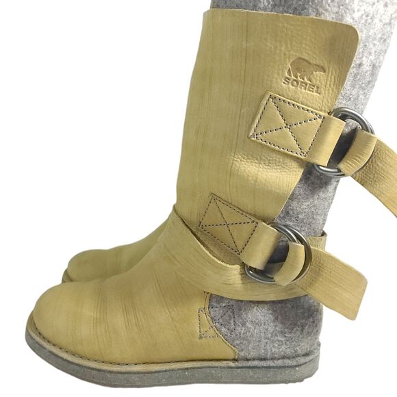 SOREL Crater Chipahko Felt Boot Brown Leather Adjustable Straps NL1880 Women 7